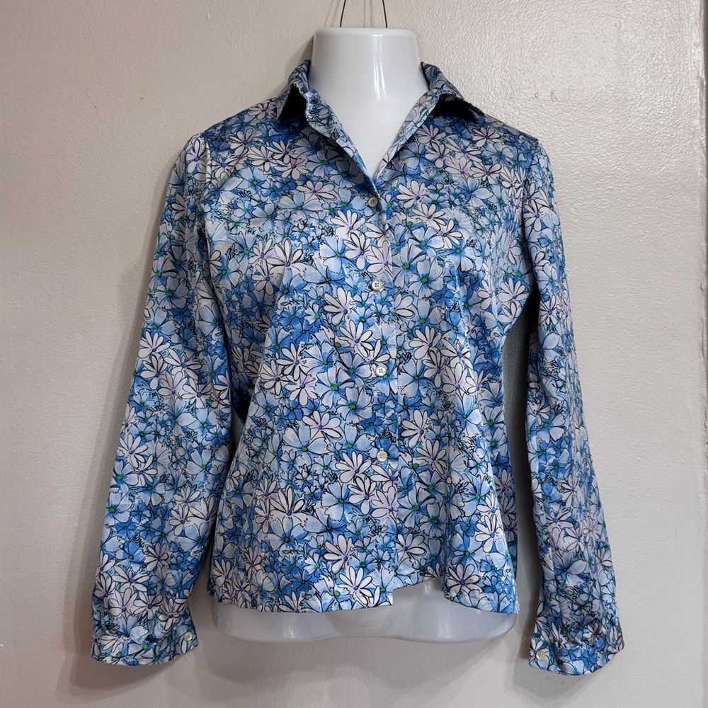 Vintage 70’s Tucci -‎ Floral Blue Women's Top